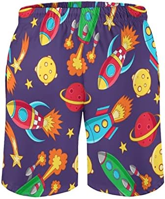 Space Rockets Planetas e estrelas shorts masculinos Casual Casual Corretores de treino shorts casuais shorts com bolsos