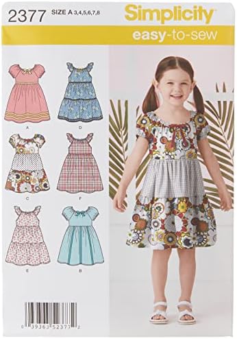 Simplicidade Aprenda a costurar modelo de padrão de costura de menina estampada, tamanhos 3-8