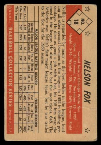 1953 Bowman 18 Nellie Fox Chicago White Sox Fair White Sox