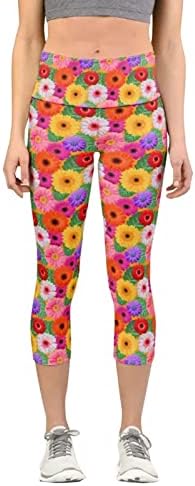 Ideologia calças de ioga Médio para ioga Floral Leggings coloridos impressão cortada correndo mulheres calças calças