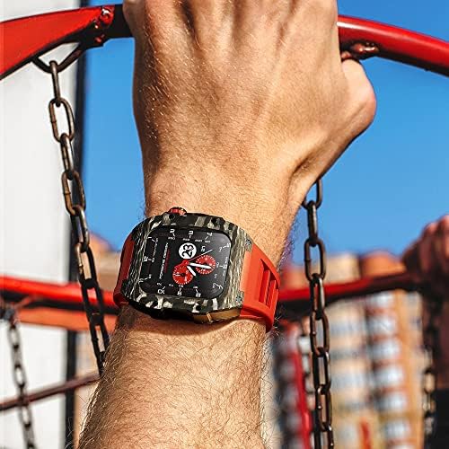 CZKE Protetor Apple Watch 44mm 45mm Metal de luxo Modificado de fibra de carbono de fibra de carbono Acessórios para iwatch