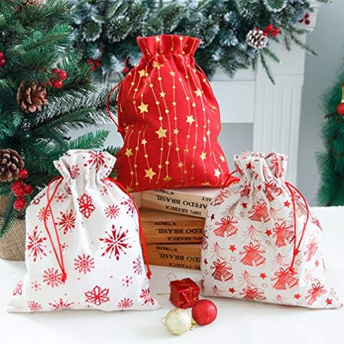 Sacolas de presente de doces de bestoyard 4pcs saco de presente saco de lençóis de linho de linho de linho de linhas de neve festas
