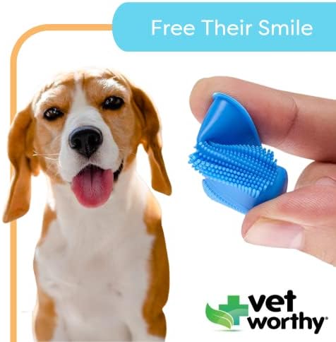 Vet digno de dentes macio digno de dedo para cães - Para dentes e gengivas limpos e saudáveis ​​- cães frescos da respiração - Reduce a placa e bactérias - cerdas de borracha para limpeza suave - 2pcs