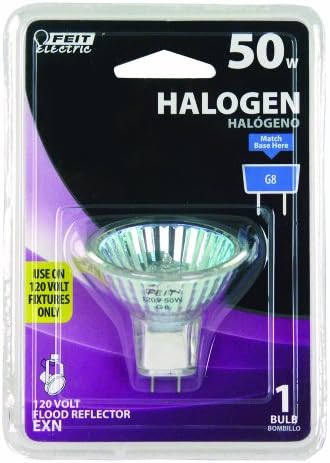 Feit Electric MR16 Bulbo de halogênio, tipo bi-pino Tipo G8, 50 watts, inundação de halogênio diminuído ou lâmpada spot, bpexn-120,