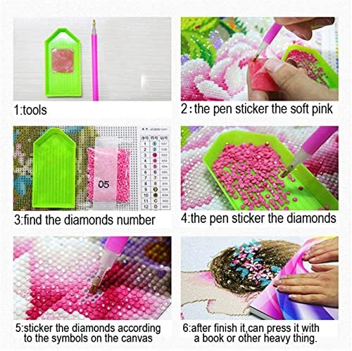Lírios de água de pintura de diamante grande por kits de números, DIY 5D Diamond Diamond Square Prain Frill Stitch Crystal Rhinestone