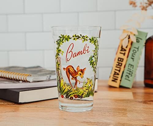 Cena do livro de histórias da Disney Bambi, de 16 onças de vidro | Tumbler de vidro de caneca de cerveja tradicional para bebidas,