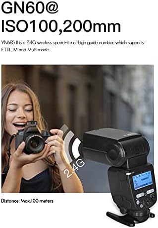 DSFEN YN685II Câmera Flash Speedlite Speedlight Ettl Speedlight embutido 2.4g Sistema de RF sem fio 1/8000s Sincronização de alta velocidade com LCD Display Hot Shoe Substituição para Canon 5D Mark II, III, iv6d, 60d, 6d Mark II,