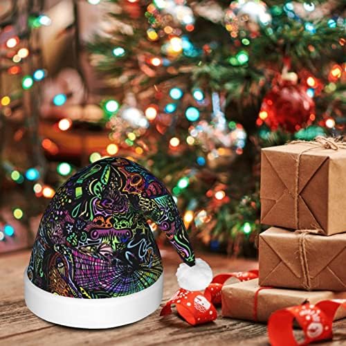 Tripppy Art Christmas Hat com luminosa novidade adulta Hats de Papai Noel para decorações de festas de férias de Natal