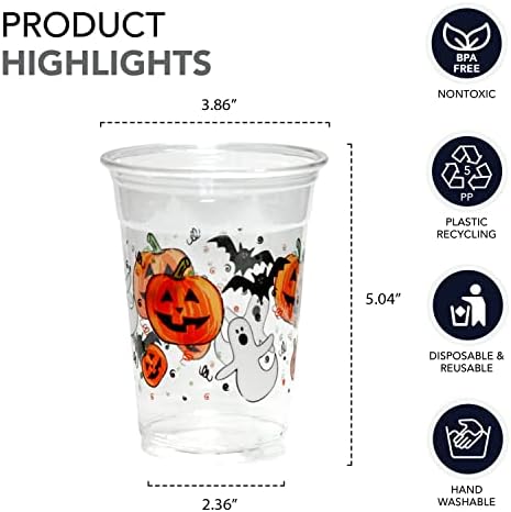Cup de plástico macio da festa, capacidade de 12 onças, impressão de Halloween