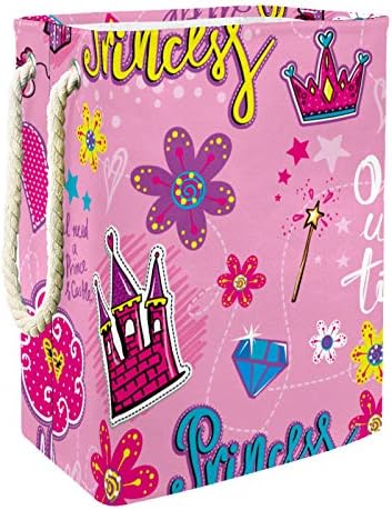 Deyya Rosa Princesa Crown Rapazes cestas cestam altas dicas dobráveis ​​para crianças adultas meninos adolescentes meninas em quartos Banheiro 19.3x11.8x15.9 em/49x30x40.5 cm