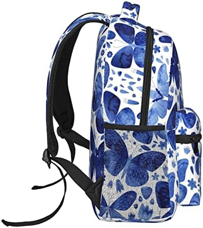 Nolace Blue Butterflies Backpack Large College Backpack Casual Bookbag Daypack para meninos da faculdade