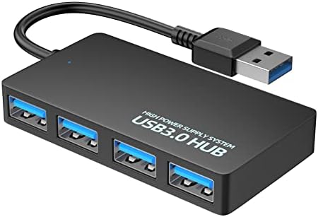 4 Port USB 3.0 Hub, AtraSee Ultra-Slim Data USB Adaptador de hub Splitter estendido [Carregamento não suportado], para MacBook, Mac Pro, Mac mini, IMAC, Surface Pro, PS4, PS5, XPS, PC, Flash Drive, Mobile HDD