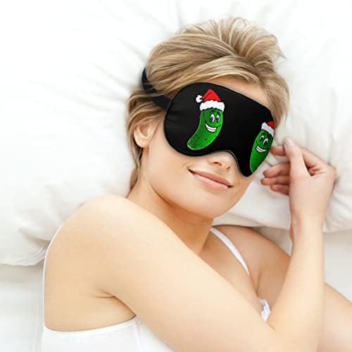 Christmas Santa Pickles Máscara de olho para dormir, Blackout Night Blindfold com alça ajustável para homens mulheres viajam de ioga na soneca