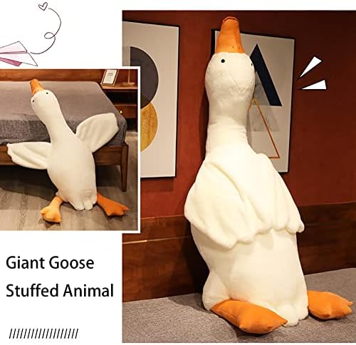 Srutirbo gigante de ganso branco pesado de ganso-20 '' Sisão peludo de cisne de pelúcia de pelúcia, enorme ansiedade