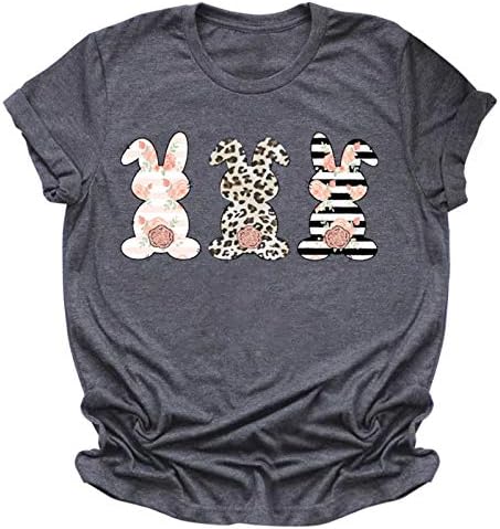 Camisas de Páscoa para mulheres Moda Leopard Bunny Rabbit Shirt Funnim Pray Print Casual Holiday Tops