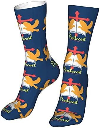 MDVCC Pentecost Sunday 2023 Christian Holiday Socks for Men High Crew Socks Gift Meias de inverno para mulheres