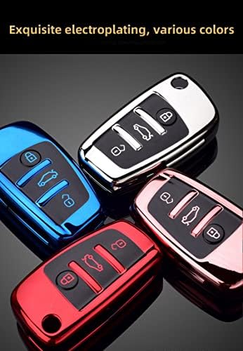 Ontto Key FOB Glove Fit para Audi flip dobrável TPU Chave Remote TPU Shell para A1 A3 A4 A5 A6 A8 Q3 Q5 Q7 R8 RS S3 S4 S5 S6 S8 TT Pink