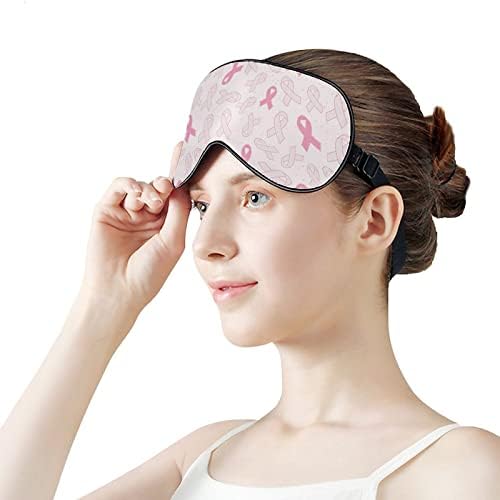 A conscientização do câncer de mama fibbons rosa máscara de olho sono de olhos vendados com bloqueios de cinta ajustável