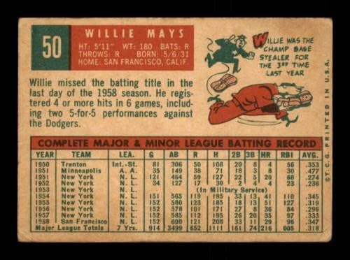 #50 Willie Mays Hof - 1959 Topps Baseball Cards classificados VG - Baseball Slabbed Autographed Vintage Cards