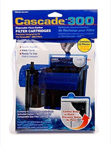 Penn-Plax Cascade 300 gph Pendure em cartuchos de filtro de aquário com carbono ativado, 3 pacote