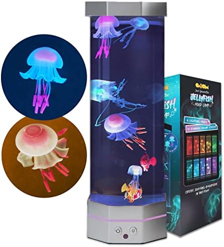 Lâmpada de humor de aquário de água -viva de go2chai - vida real 7 águas de água e peixe -palhaço com efeitos de