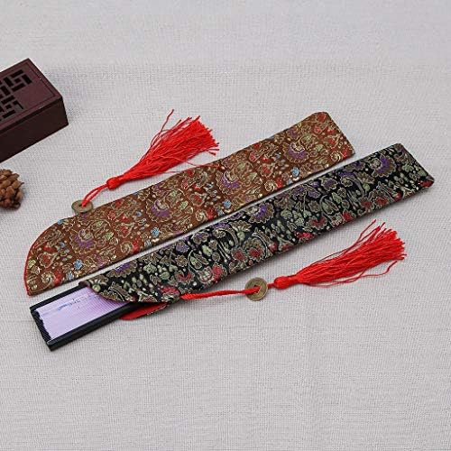 Saco de ventilador de mão chinesa dobrável de seda rhfemd com tamel à prova de poeira protetor bolsa de capa de capa de estojo retro