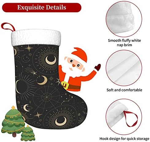 Xinqixaa Magic Magia meias de Natal de 18 polegadas de 18 polegadas grandes meias de natal com constelações solares luas estrelas