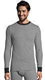 Hanes Mens 2-Color Fusion Knit Thermal Crewneck, 2xl, combo cinza/preto