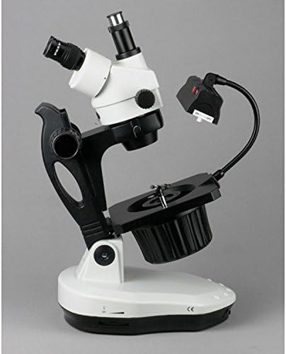 AMSCOPE GM400TZ TRINOCULAR GEMOLOGIA Microscópio de zoom de estéreo, oculares WH10X, ampliação de 3,5x-90x, objetiva de