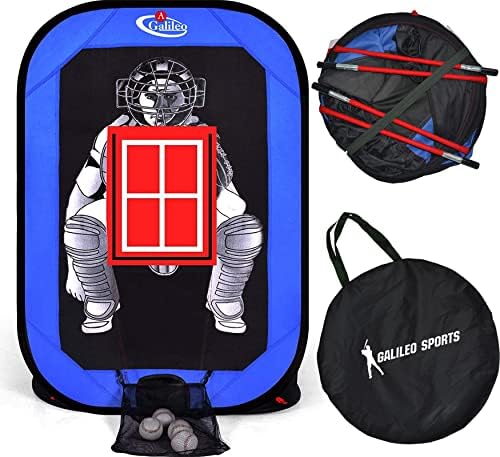 Rede de arremessos com zona de ataque, alvo de arremesso de arremesso para softbol de beisebol com bolsa de coleta de bola e bolsa