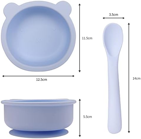 Btrfe Silicone Baby Bowls com sucção | 2 Pacote de tigelas e colheres de pacote | Conjunto de alimentação para bebês | Lavagem de louça e Microondas Safe BPA grátis