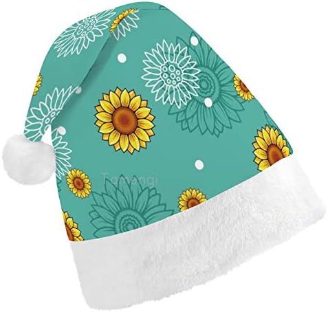 Chapéu de Papai Noel de Natal, Chapéu de férias de Natal de impressão de girassol para adultos, Hats de Natal de