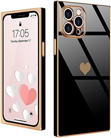 URARSSA Compatível com o iPhone 12 Pro Max Case quadrada Prazamento fofo Luxo de luxo de luxo de luxo capa de telefone cardíaca para mulheres CHOQUE CHOQUE CHUMPLE