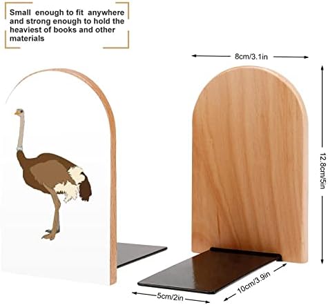 Livro fofo de avestruz Ends de madeira estampa de madeira titular para prateleiras livros divisor moderno decorativo
