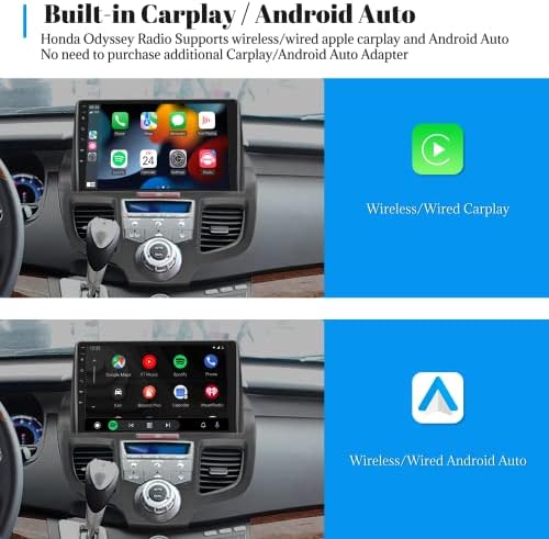 Podofo para Honda Odyssey Car Rádio 2004-2008, Apple sem fio Carplay Android Auto, Android Car Séreo com Tela Touch Bluetooth GPS Bluetooth GPS WiFi HiFi USB SWC Backup Camera Mic, 2g+32g