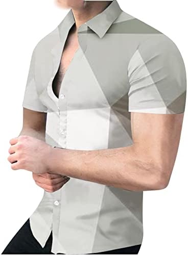 Camisas masculinas para baixo, moda 3D de manga curta de manga curta