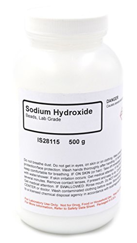 Conta de hidróxido de sódio de grau de laboratório, 500g - a coleção química com curadoria