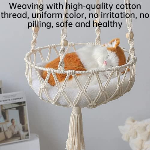 Ssdhua Handmade Cat Hammock Gato Dog Switch Salting Bed Tassel Design Cat Nest Nest Indoor Elegante Decoração de Tapestry Pet Cat
