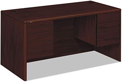 10700 Série dupla 3/4 Pedestal Executive Desk de acabamento: mogno