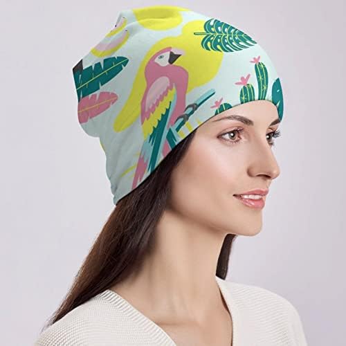 Baikutouan Touco tropical Flamingo Cacto Prind Theanie Hats para homens Mulheres com tampa de crânio de designs