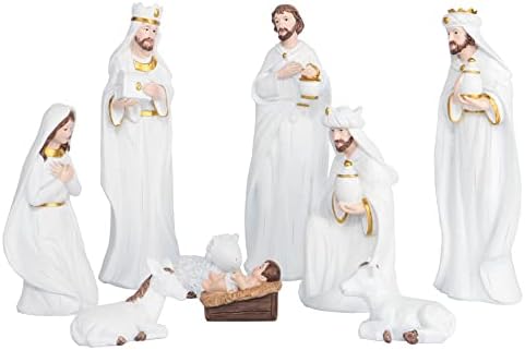 KeepKap Nativity Conjuntos para o Natal Indoor e esculpido Figuras da natividade pintadas à mão Decoração de férias 7.5