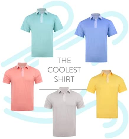 Nonetz Men's umidade Wicking Polo Camisa, manga curta, tecnologia de minerais de refrigeração rápida e de resfriamento