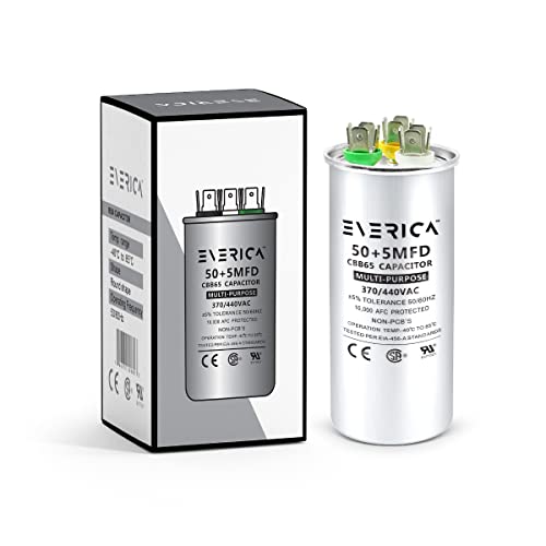 Everica 50+5 UF 50/5 MFD ± 6% 370V/440VAC CBB65 HVAC Dual Run Circular Start Circular 50/5 440V Capacitor para ar condicionado