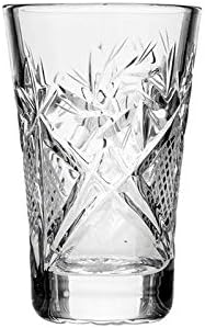 Presentes mundiais Conjunto de 6 óculos russos de cristal de cristal 1,2 oz. Atenção à mão Soviética URSS Vodka - Design Vintage