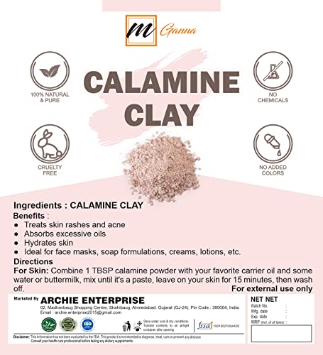 Mganna de argila de calamina natural para antienvelhecimento e firmamento da pele, cremes, loção e sabão produzindo 1 libra / 454 gms