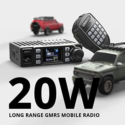 Radioddity DB20-G Mini Mobile Radio Rádio 20W Repetidor GMRS capaz com um alto-falante de rádio móvel externo