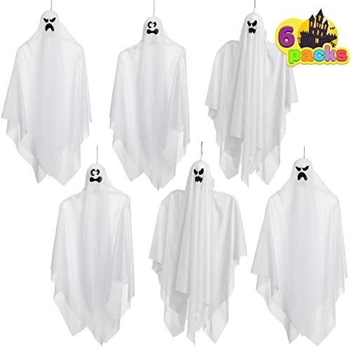 Joyin 27 Ghost White pendurado, 6 PCs Decoração de Halloween para Decoração de Halloween da varanda da frente ao ar livre Decorações