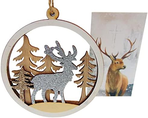 Ornamento de caçador com veado Árvore de Natal de madeira 1 Hunting Holiday Decoration Laser Cut Wood
