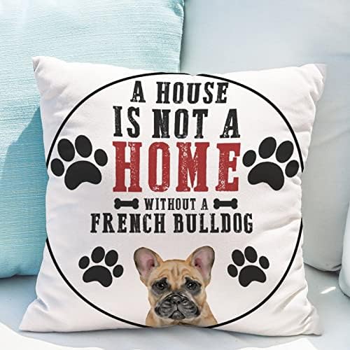 Brown Bulldog Throw Pillow A House não é uma casa sem um travesseiro de pet -tear de um amante de animais de cachorro Almofadas de linho rústico travesseiro de linho para sofá Carro de cadeira 26x26in presente de aniversário para crianças