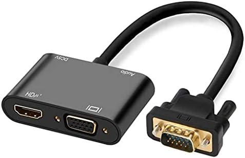 WDBBY VGA para HDMI 3 em 1 Adaptador Display Dual Splitter com conversor de áudio de 3,5 mm para PC Projector HDTV Multi-Port